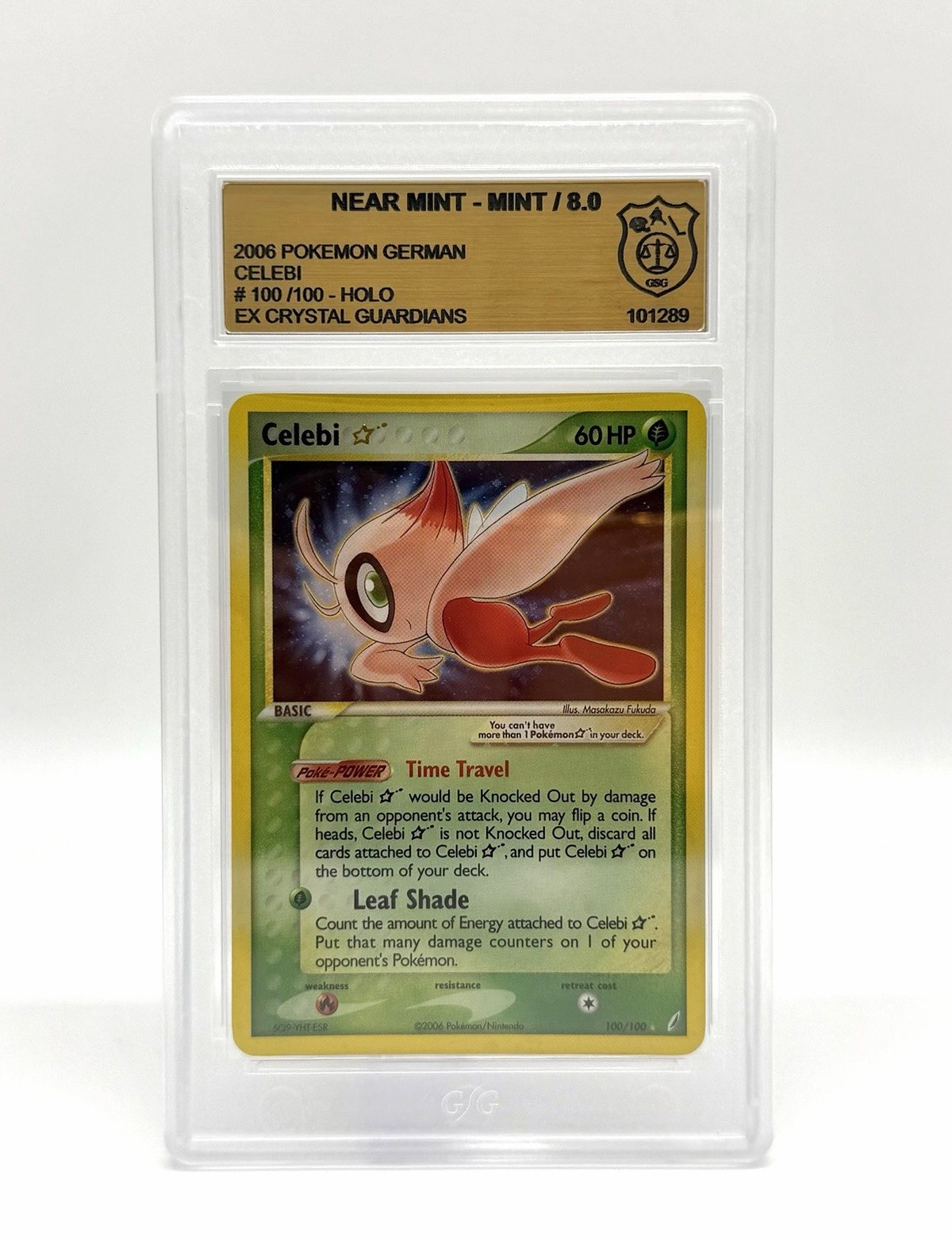 Pokémon | Celebi Goldstar | 100/100 | GSG 8 | NM-MT | ERROR LABEL | SWIRL – Foto 1