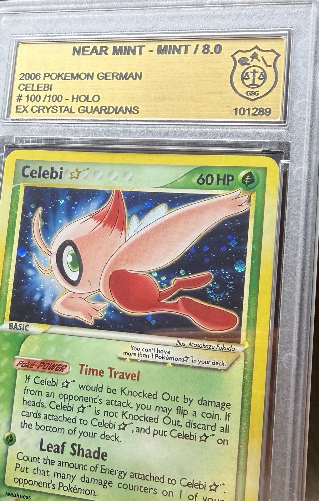 Pokémon | Celebi Goldstar | 100/100 | GSG 8 | NM-MT | ERROR LABEL | SWIRL – Foto 3